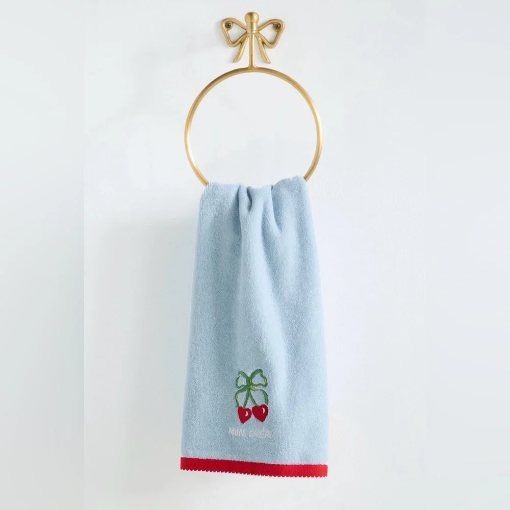 Anthropologie Cotton Embroidered Hand Towel